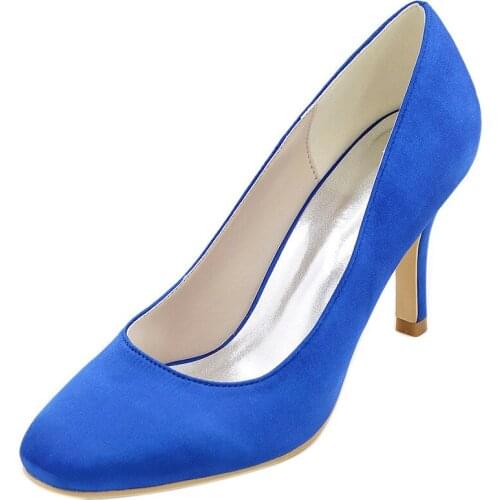 Thin High Heels Pumps Women Shoes Classic Office & Career Sexy Wedding Party Round Toe Silk 8.5CM Slip On mujer bombas size35-42