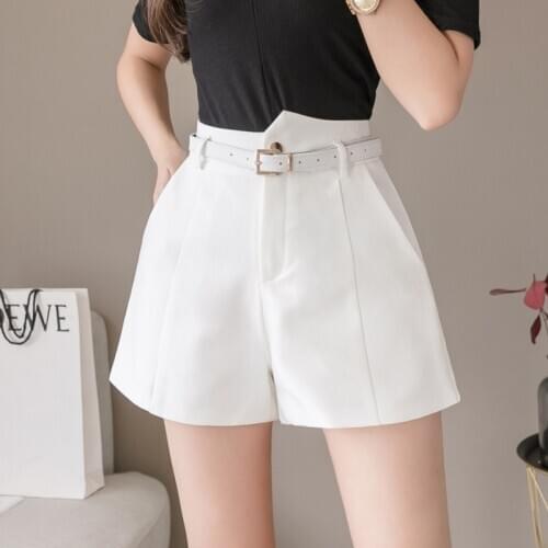 Spring Summer Womens Shorts Suit Short Pants Women 2021 New Belted Irregular High Waist Wide Leg Loose Casual Shorts Women