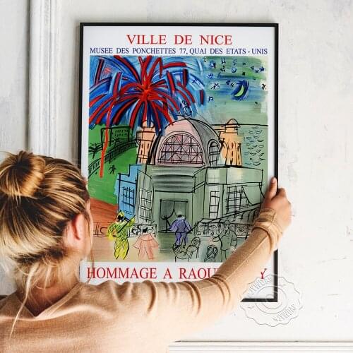 Raoul Dufy Vintage French Exhibition Poster, Landscape Architecture Art Prints, Home Decor Cartoon Kids Room Wall Picture Decor