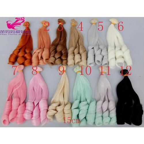 15cm curly doll hair blonde coffee black brown natural color wave doll wigs for 1/3 1/4 1/6 BJD SD diy accessories