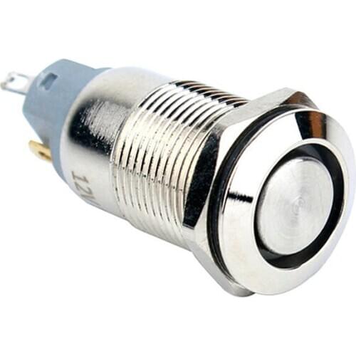 W01 12mm Self-Locking Button Switch Flat Head 1NO Ring LED Illuminated Waterproof Push Button Switch