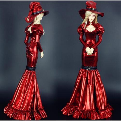 Accept custom NEW Retro Classics Red Witch Long skirt 1/3 1/4 BJD SD SD13 SD16 SDGR Girl MSD IP Doll Clothes