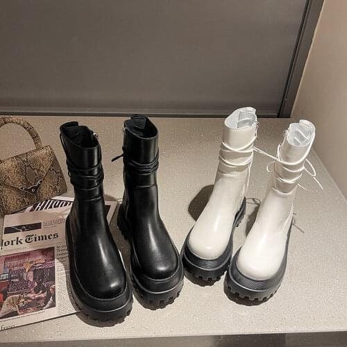 Women Shoes Boots Ankle 2021 Autumn British Wind Genuine Leather Thick With Fur Ladies Short Boots Motorcycle Martin