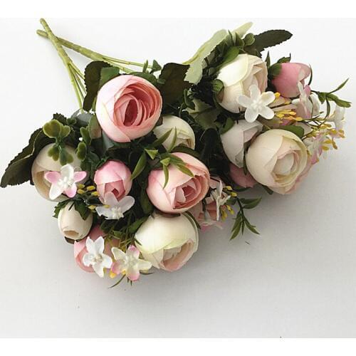 1pc/lot 2018 New Artificial Silk Tea Rose Flower Bouquet for Home Furnishing Decoration