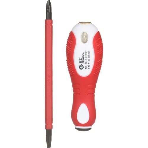 1000V Insulated Screwdriver Voltage Tester 2-in-1 Reversible Magnetic Slotted and Cross Screwdriver Electroprobe Screwdrivers