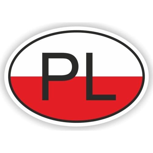 15.5CM*10.5CM PL POLAND COUNTRY CODE Car Sticker Oval Decal Car Styling
