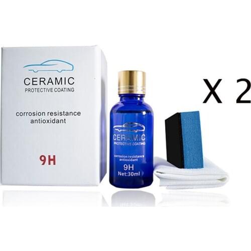 2PCS 30ml Car Liquid Ceramic Coat Super Hydrophobic Glass Coating Set Polysiloxane Nano Materials Car Polish Auto Glasscoat 9H
