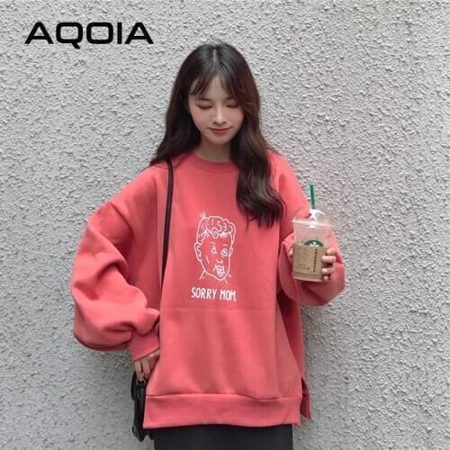 2020 Autumn Harajuku Kawaii SORRY MOM Printing Womens Hoodies Oversize Women Sweatshirts Winter INS Plus Size Female Pullovers