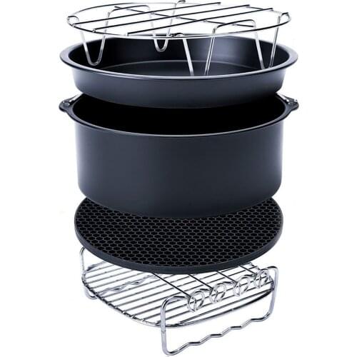 5 in 1 Multifunctional Bakeware Set 2.3-3.2L Air Frying Pan Tray Stove Pancake Scone Pizza Pan Steamer Roast Grill Kit