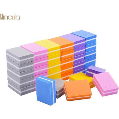50pcs Colorful Nail File 100/180 Mini Nail Art Sanding Sponge Emery Board UV Gel Polish Files DIY Nail Buffing Tools