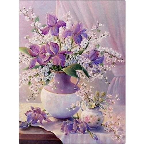 5D Full Drill Pictures Round Diamond Painting Cross Stitch Embroidery Home Romantic Flower