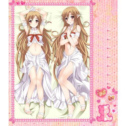 Anime Cartoon Sword Art Online Double Bolster Hugging Pillow Case Pillow Cover Pillowcase Peach Skin 2 Way No.11050