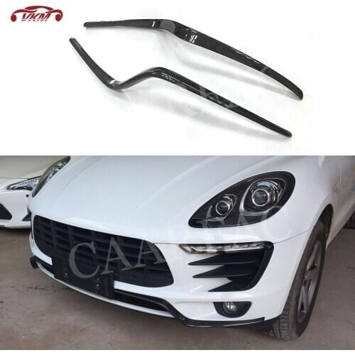 Front Bumper Trim Line Decoration Air Knife Strips For Porsche Macan 2014-2017 Real Carbon Fiber Trunk Cover