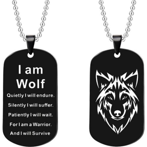 Wolf Head Stainless Steel Keychain Pendant Fashion Necklace Accessories Black Keychain European American Jewelry
