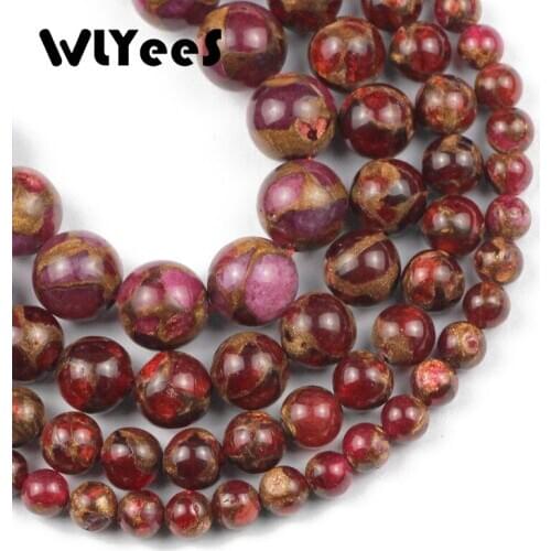 WLYeeS Natural Stone Beads Red Nepal Gold Agates Round Loose Spacer Bead For Jewelry Making DIY Bracelet Accessories 6/8/10/12mm