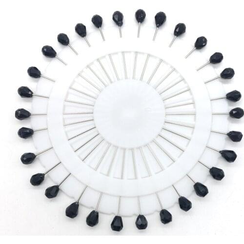 Black Crystal Brooch Hijab Pins Trendy Women Muslim Scarf Pins Safety Jeweley Wedding Bouquet Pins