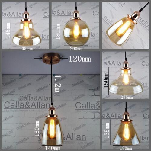 Rose gold holder Edison Amber glass shades Pendant Light Fixture Hanging lamp Retro Industrial Pendant Lamp with fabric wire