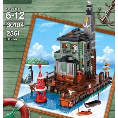 Creative Series The Diving Shop Fishing Lighthouse and Boat Hous Diner Model Building Blocks Bricks 16050 Toys Kids Gift