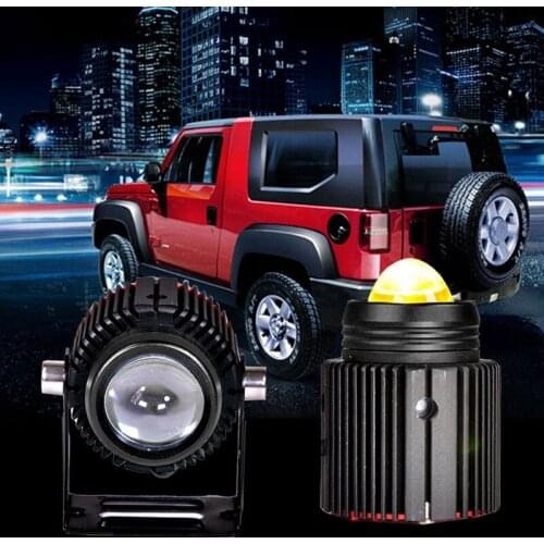 Motorcycle Led Headlights 2PCS Spotlights Dual Color High Low Beam Universal Auto Small Steel Cannon Lights