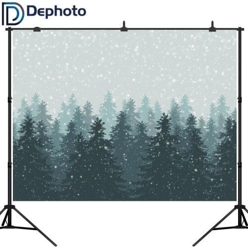 Dephoto Photography Background Winter Snowy Pine Forest Christmas Custom Photographic Backdrops For Photo Studio