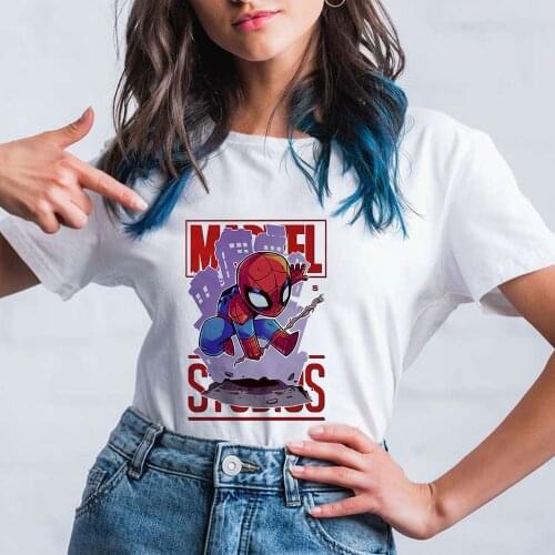 Spider-Man Tshirt Fashion MARVEL Graphic Top Tee Casual Harajuku T Shirt Women Funny Cartoon T-shirt Dropship Tees