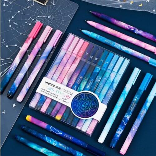 12 constellation gel pen students with stars 0.5 black full needle pen pen cute creative cute super cute girl heart ins simple literature