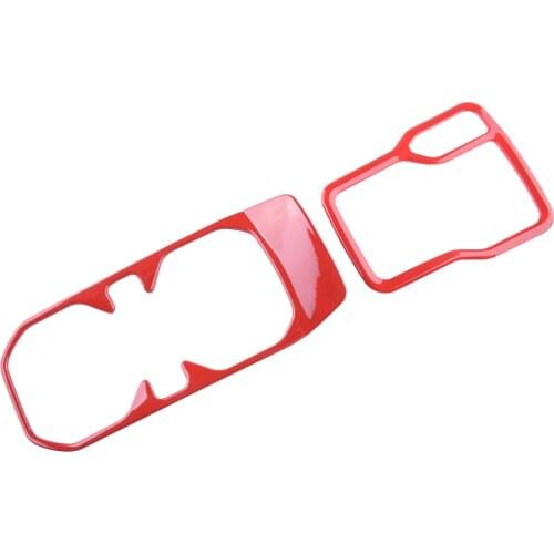 2Pcs Glossy Red Gear Shift Panel + Water Cup Holder Cover Trim LHD Car Accessories fit for Jeep Wrangler JL JLU 2018 2019 2020