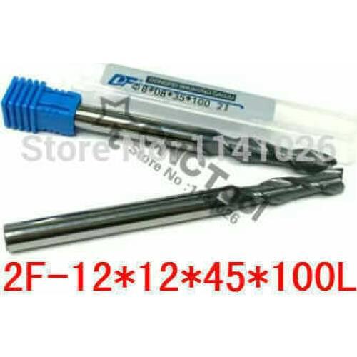 Carbide end mill 2F-12*12*45*100 2 Flute controller spindle carbide,extended length milling cutter,the lathe tool,coating:NANO