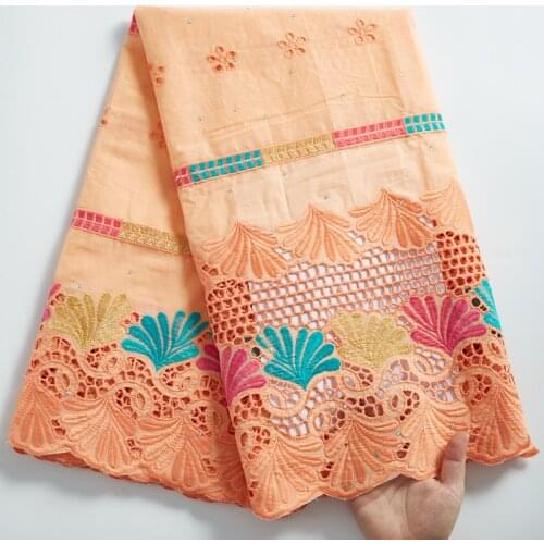 SJD LACE Gold And Red Embroidery African Fabric Cotton Swiss Voile Fabric Mesh Nigerian Fabric For Women Wedding And Party A2293