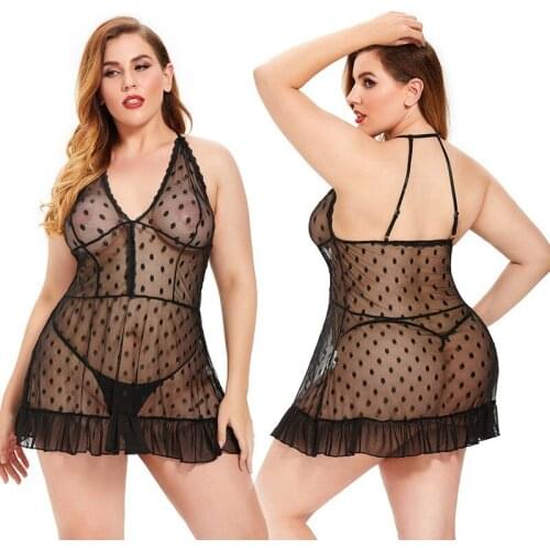 Summer Women Lace Fun Pajamas European Clothing Sexy Lingerie Porno Sex Adult Clothes Plus Size Q406