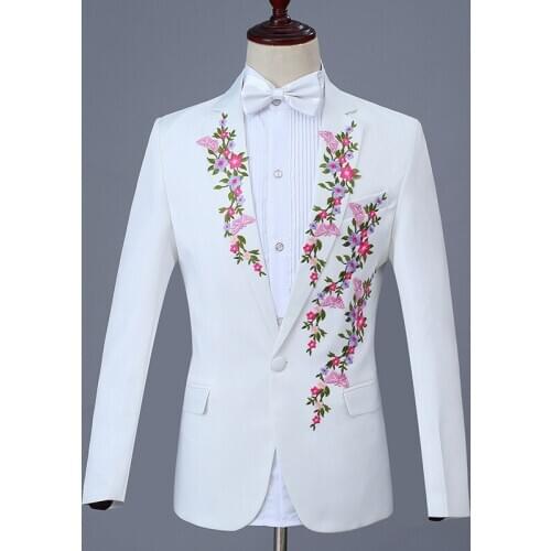 S-XXXXL Mens Embroidered Dress Costumes New Mens Stage Performance Suit Male Singer Slim Appearance Clothing