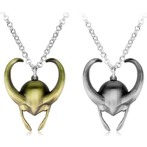 Thor 2 The Dark World Necklace Loki Helmet Pendant Vintage Antique Gold Jewelry for Men and Women Wholesale
