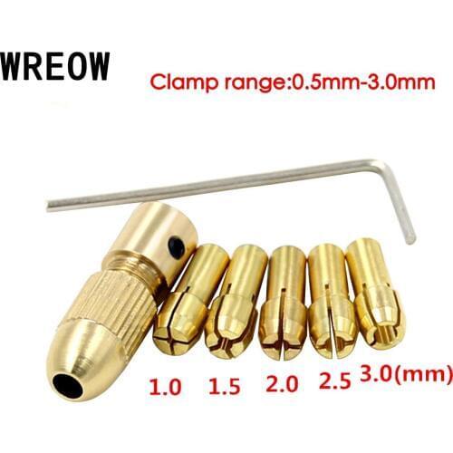 1.0-3.0mm 7PCS Mini Drill Bit Collect Set Fit for Micro Electronic Twist Chuck W/hex Wrench