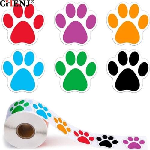 500pcs/roller Paw Print Stickers Dog Cat Bear Paw Labels Stickers For Laptop Reward Sticker Stationery Teacher For Student