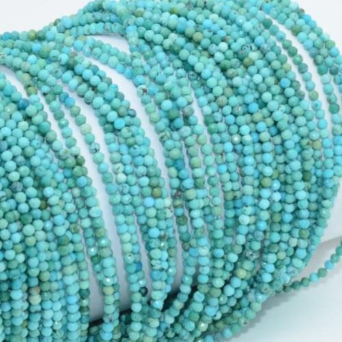 Natural HuBei Turquoise Faceted Round Beads 2.2mm