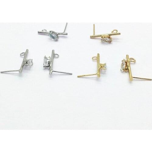 New arrival! 20x9mm 50pcs Plating Real gold Cubic Zirconia Ear Stud for Earrings DIY parts,Jewelry Earrings Findings & Component