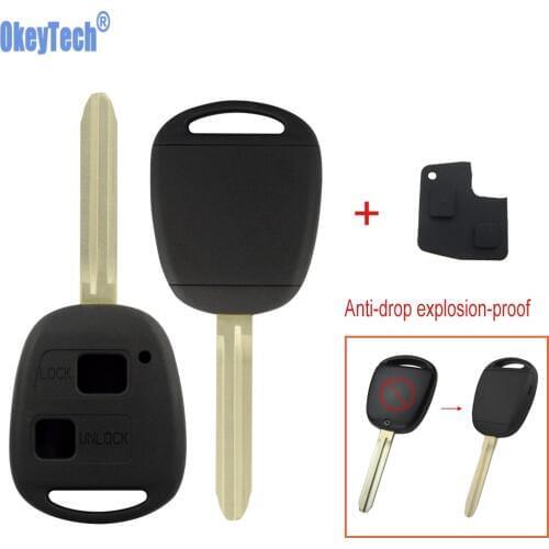 OkeyTech Car Key Shell For Toyota Camry Corolla Verso Avensi Prius Auris 2/3 Buttons TOY43 Uncut Blade with Rubber Button Pad