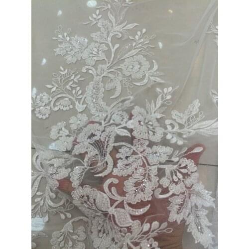 Popular flower Z-han61610 Embroidered African net lace fabric with full beads for sewing high quality frenc net lace fabric