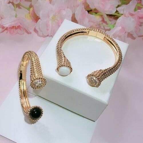 Hot brand fashion jewelry bead open bracelet color natural stone mens and womens thick bracelet wedding banquet jewelry gift