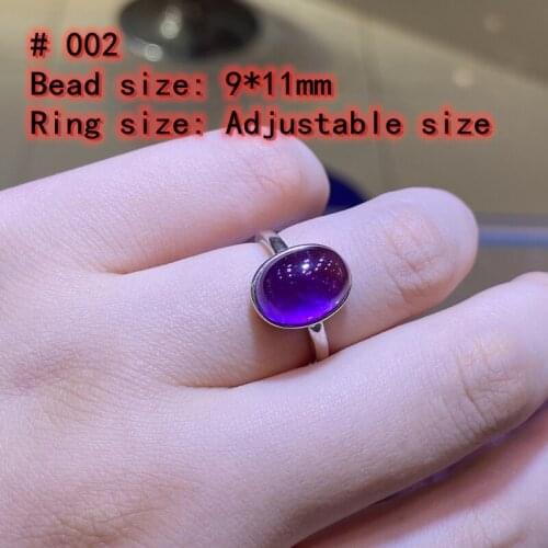 100% natural Amethyst adjustable ring 925 silver 9X11mm love Gift stone ring AAAA crystal healing stone low price