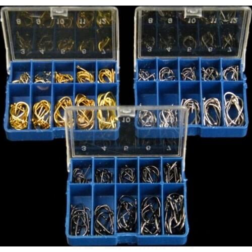 DYGYGYFZ100pcs/box Fishing Hooks Set Carbon Steel Single Circle Fishhook 3#-12# Series Fly Fishing Barbed Hooks Fishing Hook Set