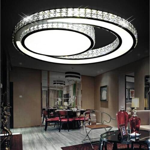 Modern LED Ceiling Light Round Crystal Light Simple Book Room Bedroom Hall Warm Lighting Light WY507