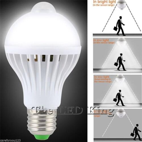 100X PIR Motion Sensor Lamp LED Bulb 7w LEDs 9w Auto Smart LED light bulbs Or Sound Voice Light E27 Motion Sensor Light LED lamp