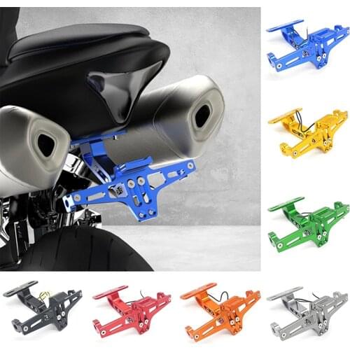 Universal Moto Motorcycle Rear Modified License Plate Mount Holder Frame + Lamp