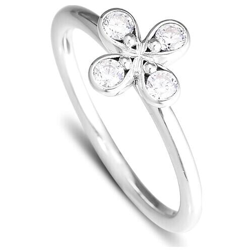 Spring Garden Four-Petal Flower Ring Sterling Silver Jewelry For Woman Jewelry Make Up Fashion Jewelry Rings
