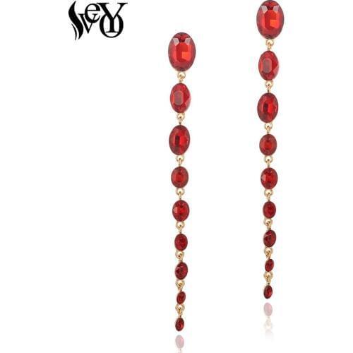 VEYO Long ZA Crystal Drop Earrings for Women Trendy Dangle Earings Fashion Accessories Jewelry Gift New