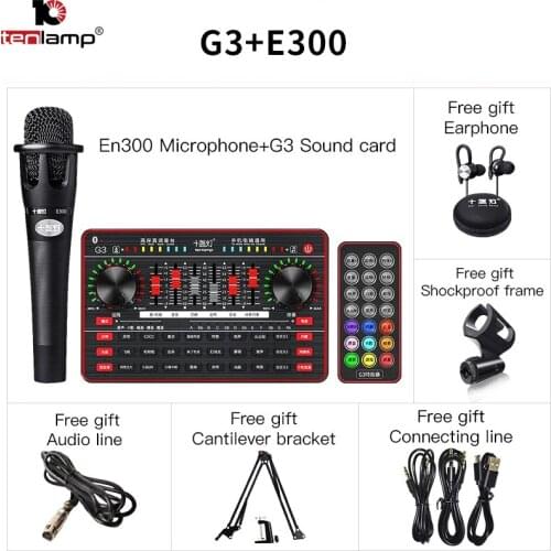 G3 Live Sound Card E300 Microphone Sound Mixer USB Webcast Sound Card USB Audio Interface Sound Card Spdif For Phone Computer PC