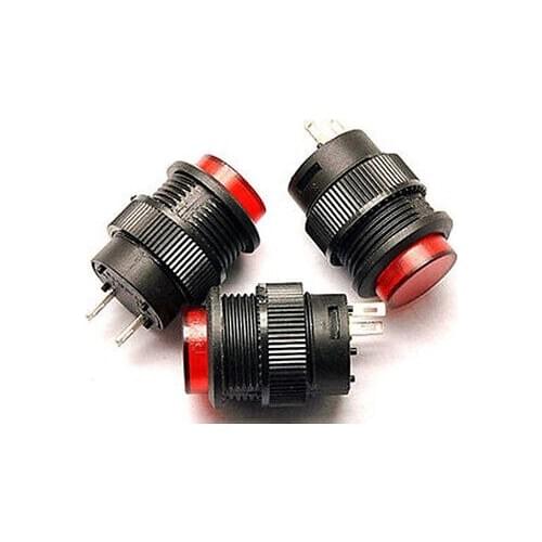 10PCS R16-503A 3A 250V Red Round Self-Lock ON/OFF Push Button Switch 2 Pin