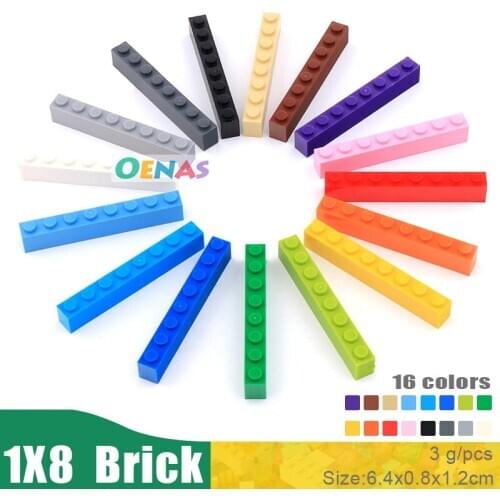 100g 33pcs/bag Educational Kids Toy Plastic Building Blocks Accessories 1x8 Brick DIY Kit Compatible With L*goes Blocks In Bulk