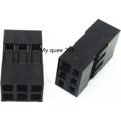 1000pcs/lot 2x3Pin Dupont Shell /plug,Double, jumper Wire Cable Dupont Housing Pin, Pitch:2.54MM/0.1inch MZSMDZ09